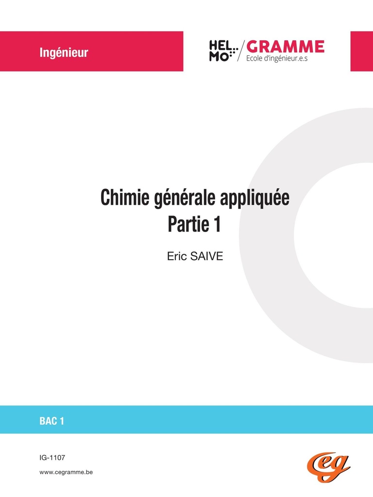 Chimie générale appliquée : Partie 1